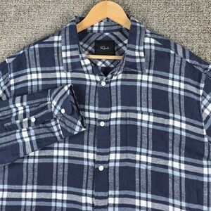 Rails Mens XL Brushed Lennox‎ Flannel Plaid Button Down Shirt Blue White